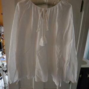 White Women's Top with Tassel Detail